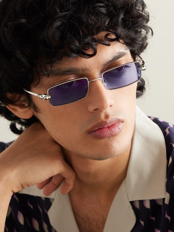 Panthère de Cartier Rectangle-Frame Silver-Tone Sunglasses - OU Panthère de Cartier Rectangle-Frame Silver-Tone Sunglasses - OU