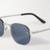 Santos de Cartier Rimless Oval-Frame Silver-Tone Sunglasses - CU Santos de Cartier Rimless Oval-Frame Silver-Tone Sunglasses - CU