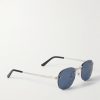 Santos de Cartier Rimless Oval-Frame Silver-Tone Sunglasses - FR Santos de Cartier Rimless Oval-Frame Silver-Tone Sunglasses - FR
