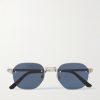Santos de Cartier Rimless Oval-Frame Silver-Tone Sunglasses Santos de Cartier Rimless Oval-Frame Silver-Tone Sunglasses