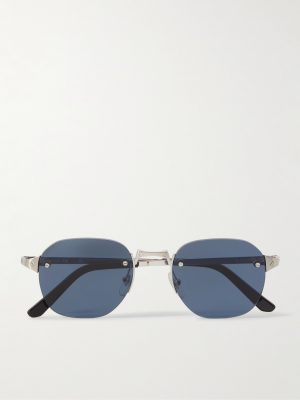 Santos de Cartier Rimless Oval-Frame Silver-Tone Sunglasses