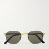Santos de Cartier Rimless Oval-Frame Gold-Tone Sunglasses Santos de Cartier Rimless Oval-Frame Gold-Tone Sunglasses