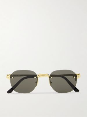 Santos de Cartier Rimless Oval-Frame Gold-Tone Sunglasses