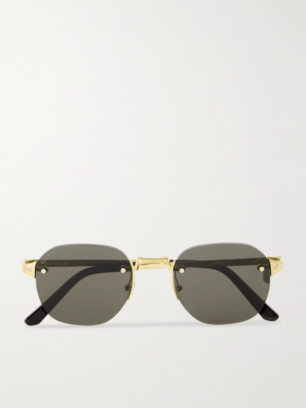 Santos de Cartier Rimless Oval-Frame Gold-Tone Sunglasses Santos de Cartier Rimless Oval-Frame Gold-Tone Sunglasses