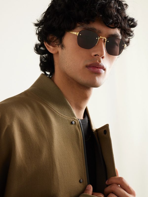 Santos de Cartier Rimless Oval-Frame Gold-Tone Sunglasses - OU Santos de Cartier Rimless Oval-Frame Gold-Tone Sunglasses - OU