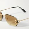 Signature C Rimless Rectangular-Frame Gold-Tone Sunglasses - CU Signature C Rimless Rectangular-Frame Gold-Tone Sunglasses - CU