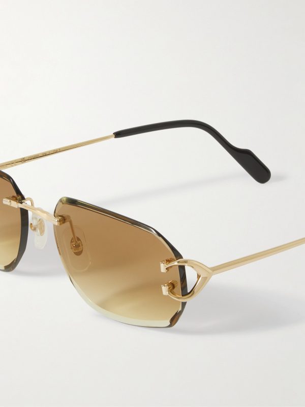 Signature C Rimless Rectangular-Frame Gold-Tone Sunglasses - CU Signature C Rimless Rectangular-Frame Gold-Tone Sunglasses - CU