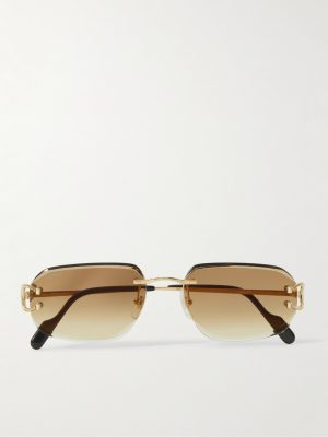Signature C Rimless Rectangular-Frame Gold-Tone Sunglasses