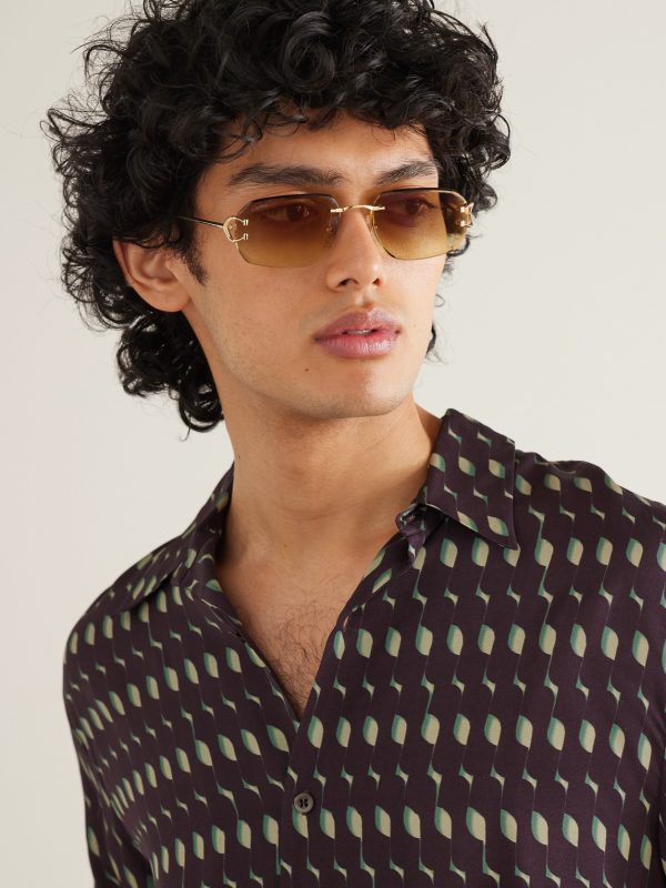 Signature C Rimless Rectangular-Frame Gold-Tone Sunglasses - OU Signature C Rimless Rectangular-Frame Gold-Tone Sunglasses - OU