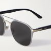 Aviator-Style Gunmetal, Gold-Tone and Acetate Sunglasses - CU