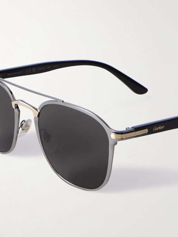 Aviator-Style Gunmetal, Gold-Tone and Acetate Sunglasses - CU