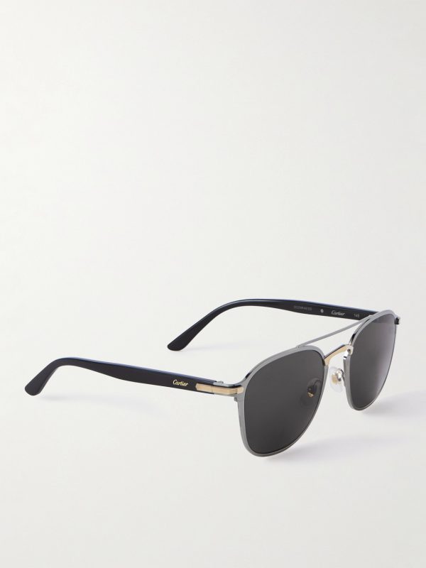 Aviator-Style Gunmetal, Gold-Tone and Acetate Sunglasses - FR