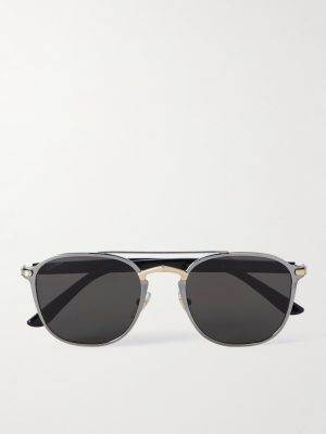 Aviator-Style Gunmetal, Gold-Tone and Acetate Sunglasses Aviator-Style Gunmetal, Gold-Tone and Acetate Sunglasses