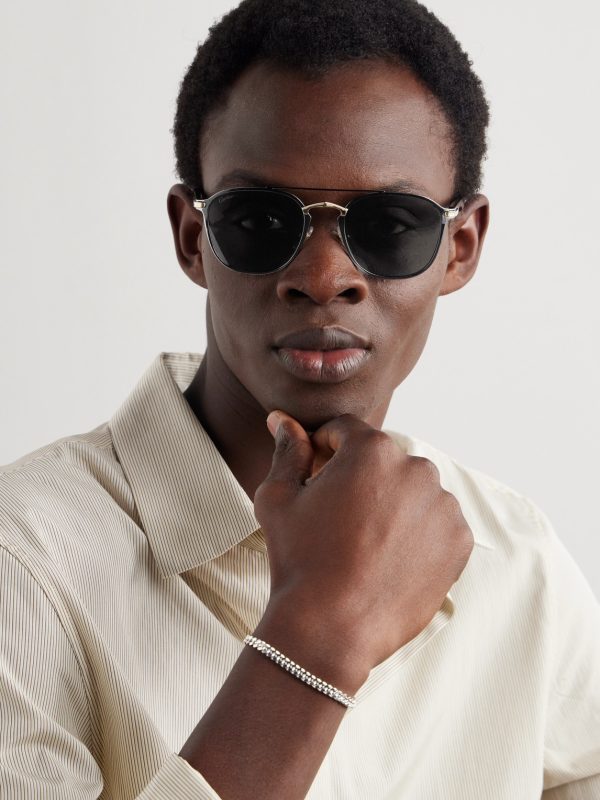Aviator-Style Gunmetal, Gold-Tone and Acetate Sunglasses - OU