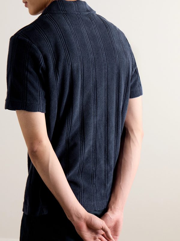 Striped Cotton-Terry Polo Shirt - BK Striped Cotton-Terry Polo Shirt - BK