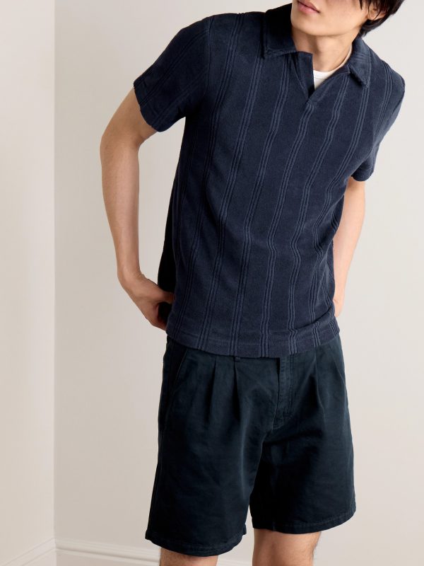 Striped Cotton-Terry Polo Shirt - FR Striped Cotton-Terry Polo Shirt - FR