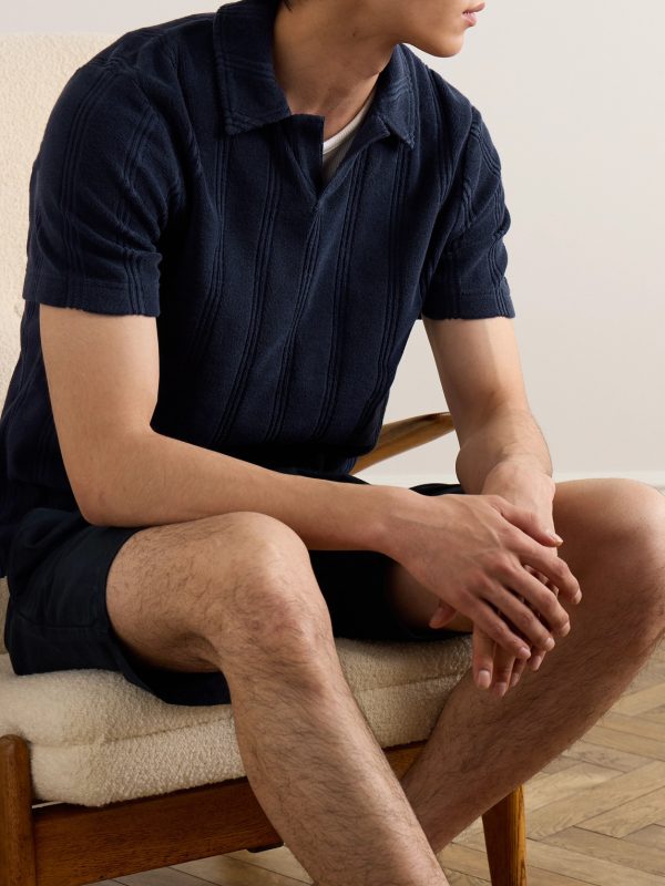 Striped Cotton-Terry Polo Shirt - OU Striped Cotton-Terry Polo Shirt - OU