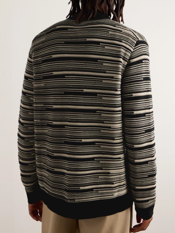 Striped Cotton Cardigan - BK Striped Cotton Cardigan - BK