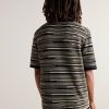 Striped Knitted Cotton T-Shirt - BK Striped Knitted Cotton T-Shirt - BK