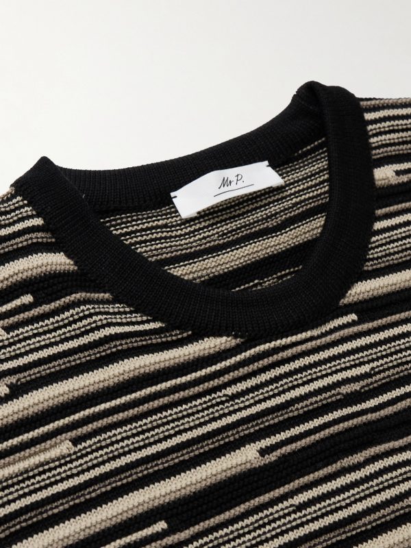 Striped Knitted Cotton T-Shirt - CU Striped Knitted Cotton T-Shirt - CU