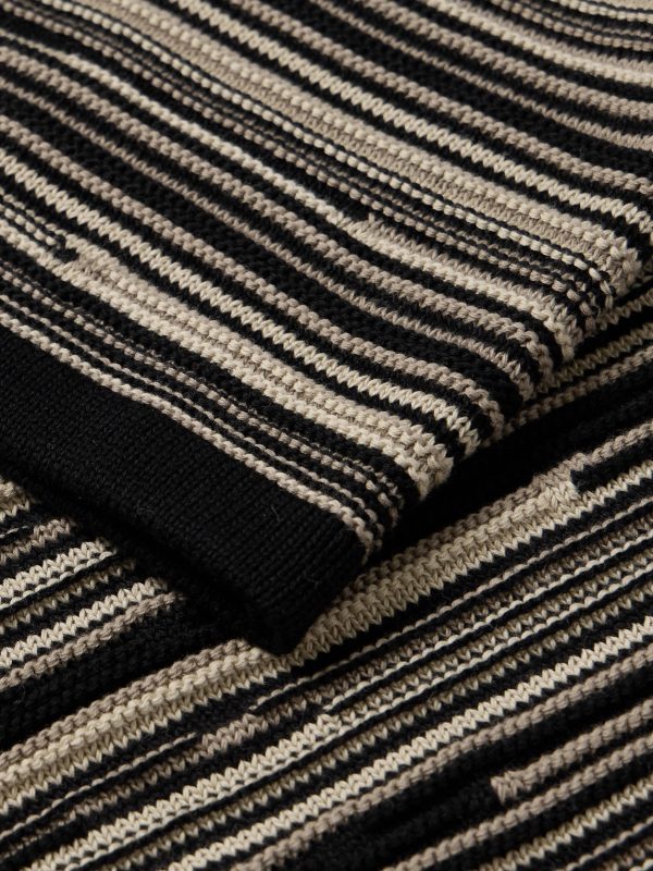 Striped Knitted Cotton T-Shirt - E1 Striped Knitted Cotton T-Shirt - E1