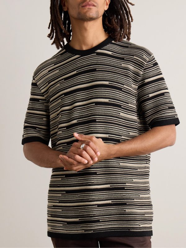 Striped Knitted Cotton T-Shirt - FR Striped Knitted Cotton T-Shirt - FR