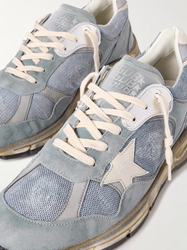 Running Dad Distressed Rubber and Leather-Trimmed Mesh and Suede Sneakers - CU Running Dad Distressed Rubber and Leather-Trimmed Mesh and Suede Sneakers - CU