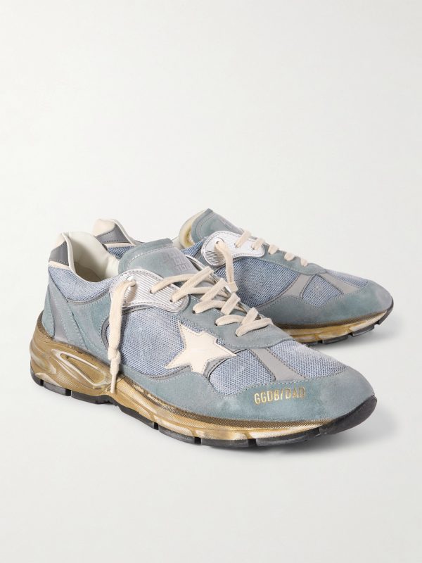 Running Dad Distressed Rubber and Leather-Trimmed Mesh and Suede Sneakers - FR Running Dad Distressed Rubber and Leather-Trimmed Mesh and Suede Sneakers - FR