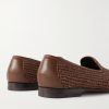 Mario Leather-Trimmed Raffia Loafers - BK Mario Leather-Trimmed Raffia Loafers - BK