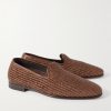 Mario Leather-Trimmed Raffia Loafers - FR Mario Leather-Trimmed Raffia Loafers - FR