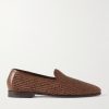 Mario Leather-Trimmed Raffia Loafers Mario Leather-Trimmed Raffia Loafers