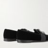 Carlton Crystal-Embellished Grosgrain-Trimmed Velvet Loafers - BK