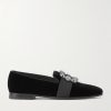 Carlton Crystal-Embellished Grosgrain-Trimmed Velvet Loafers