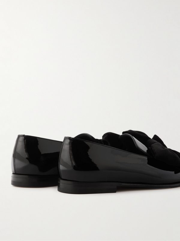 Janser Velvet-Trimmed Patent-Leather Loafers - BK Janser Velvet-Trimmed Patent-Leather Loafers - BK