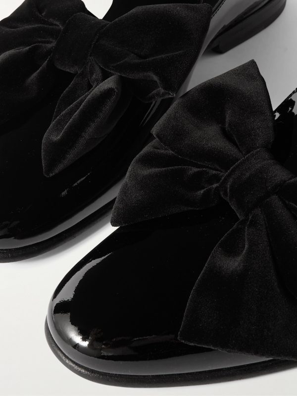 Janser Velvet-Trimmed Patent-Leather Loafers - CU Janser Velvet-Trimmed Patent-Leather Loafers - CU