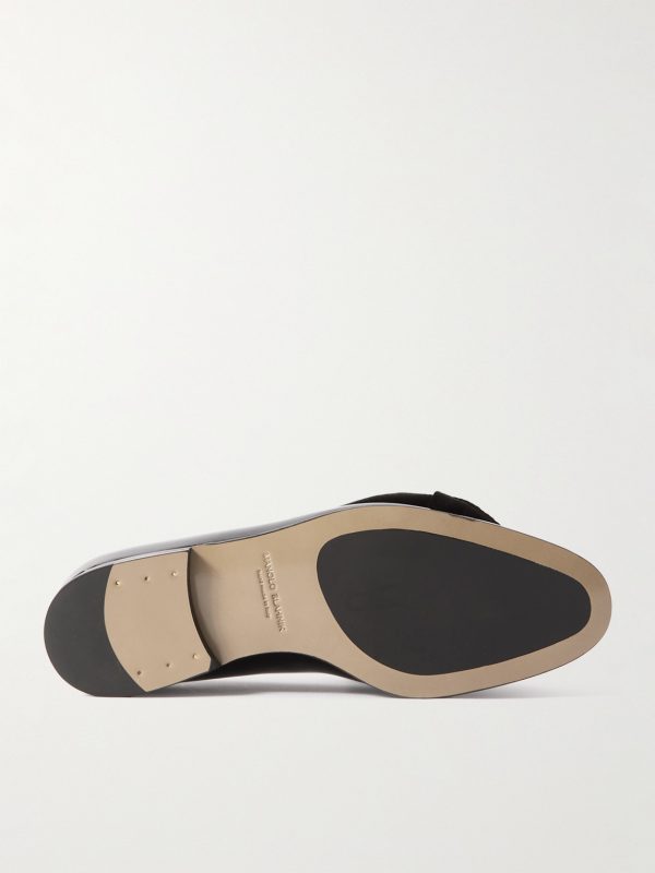 Janser Velvet-Trimmed Patent-Leather Loafers - E1 Janser Velvet-Trimmed Patent-Leather Loafers - E1