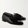Janser Velvet-Trimmed Patent-Leather Loafers - FR Janser Velvet-Trimmed Patent-Leather Loafers - FR