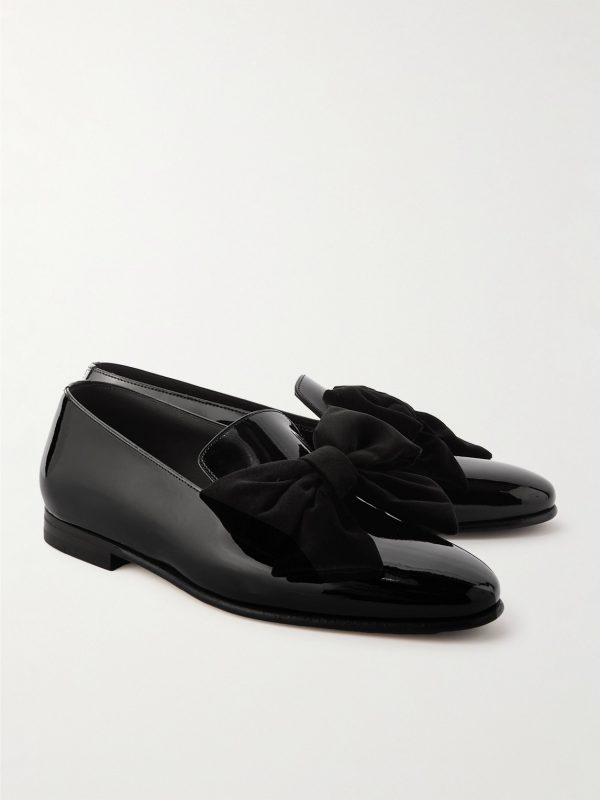 Janser Velvet-Trimmed Patent-Leather Loafers - FR Janser Velvet-Trimmed Patent-Leather Loafers - FR