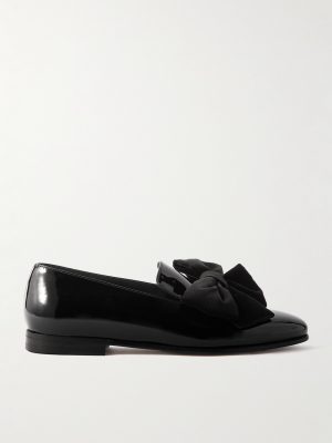 Janser Velvet-Trimmed Patent-Leather Loafers Janser Velvet-Trimmed Patent-Leather Loafers