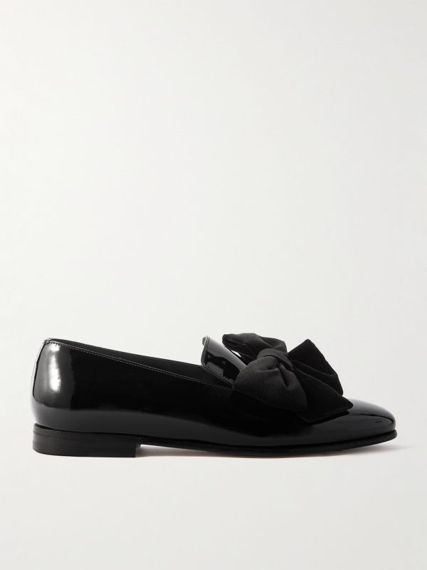 Janser Velvet-Trimmed Patent-Leather Loafers Janser Velvet-Trimmed Patent-Leather Loafers