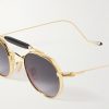 Dasan Round-Frame Gold-Tone Beta Titanium and Acetate Sunglasses - CU