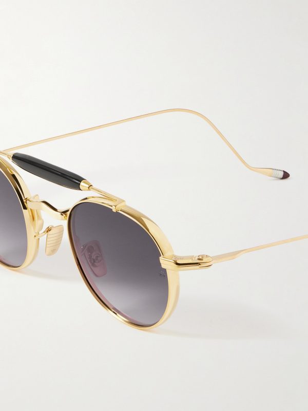 Dasan Round-Frame Gold-Tone Beta Titanium and Acetate Sunglasses - CU