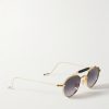 Dasan Round-Frame Gold-Tone Beta Titanium and Acetate Sunglasses - FR