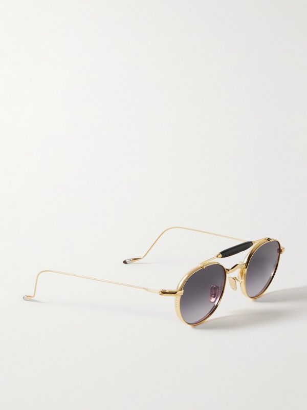 Dasan Round-Frame Gold-Tone Beta Titanium and Acetate Sunglasses - FR