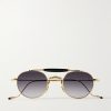 Dasan Round-Frame Gold-Tone Beta Titanium and Acetate Sunglasses