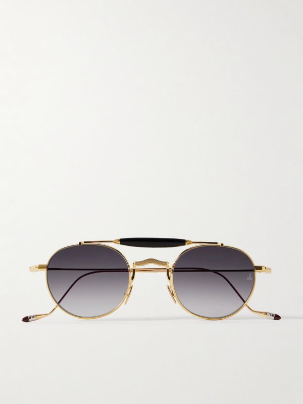 Dasan Round-Frame Gold-Tone Beta Titanium and Acetate Sunglasses