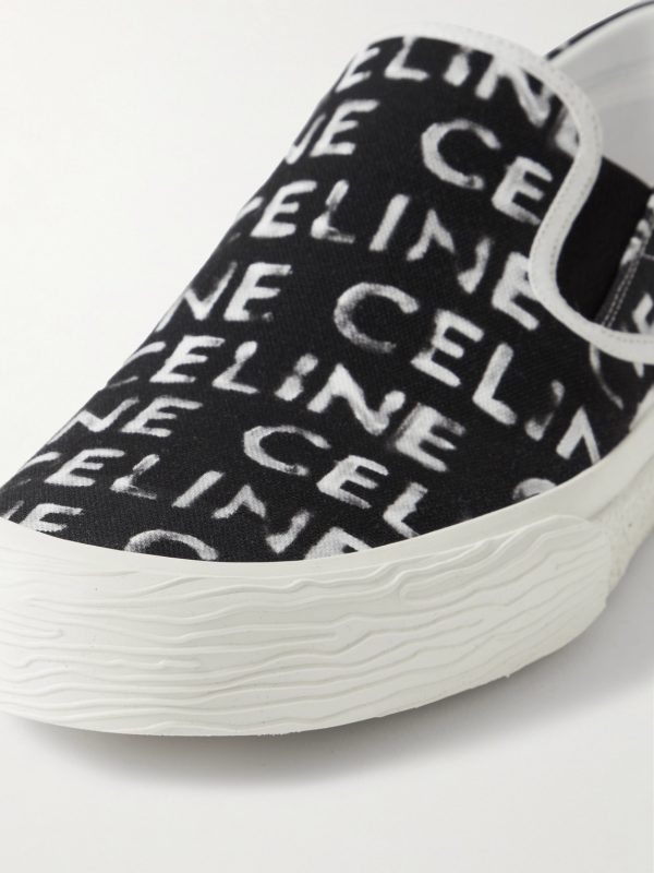 Elliot Leather-Trimmed Logo-Print Canvas Slip-On Sneakers - CU