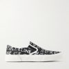 Elliot Leather-Trimmed Logo-Print Canvas Slip-On Sneakers