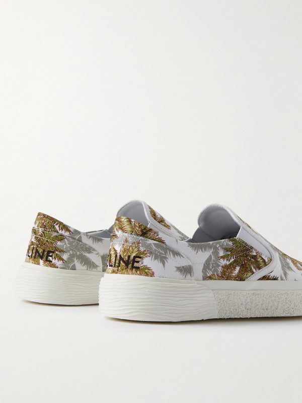 Printed Canvas Slip-On Sneakers - BK Printed Canvas Slip-On Sneakers - BK
