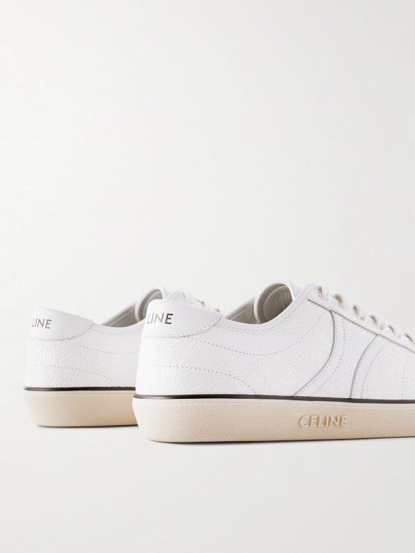 AS-01 Rubber-Trimmed Logo-Print Cracked-Leather Sneakers - BK